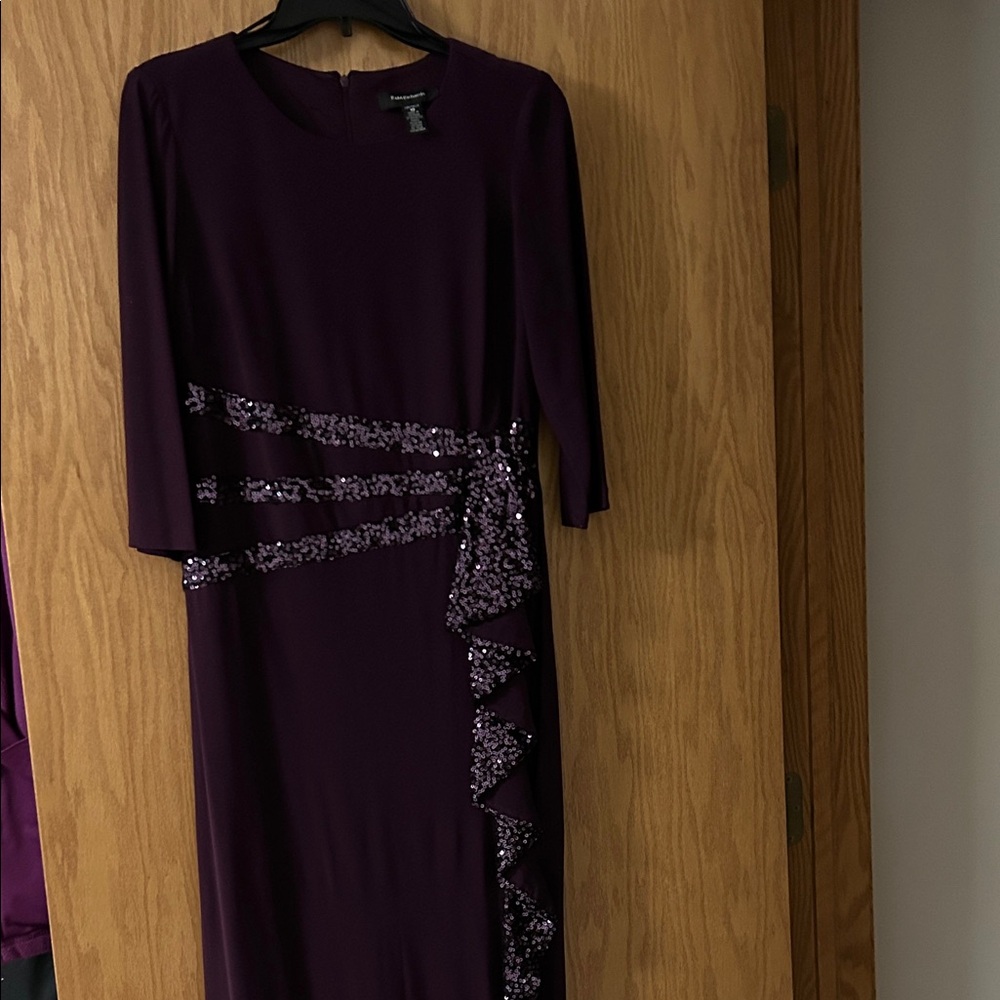 R & M Richards Deep Purple Long Sleeve Dress